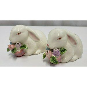 Greenbrier International White Ceramic Bunny Rabbits Set of 2